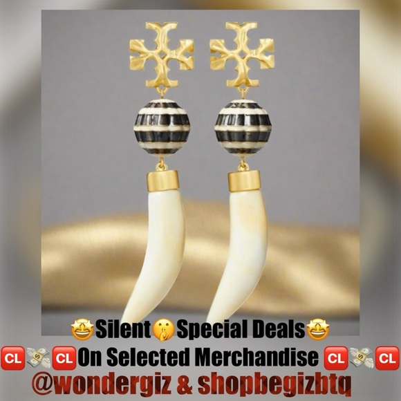 🆕Authentic Tory Burch Roxanne Horn Drop Earrings - Picture 5 of 9